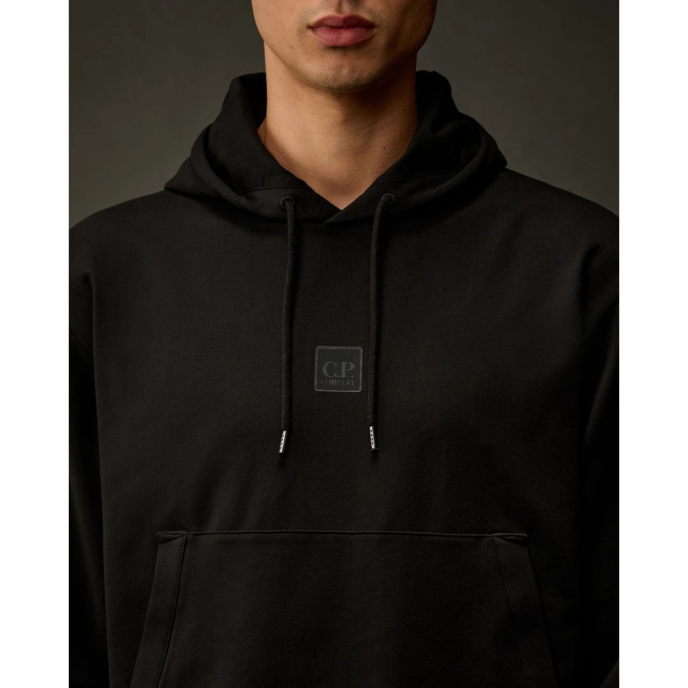 C.P. Company Zwarte Metropolis Sweater met Rubberen Logo Black Heren