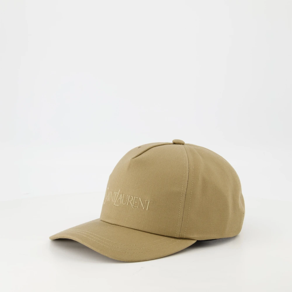 Saint Laurent Geborduurde katoenen pet Beige Heren