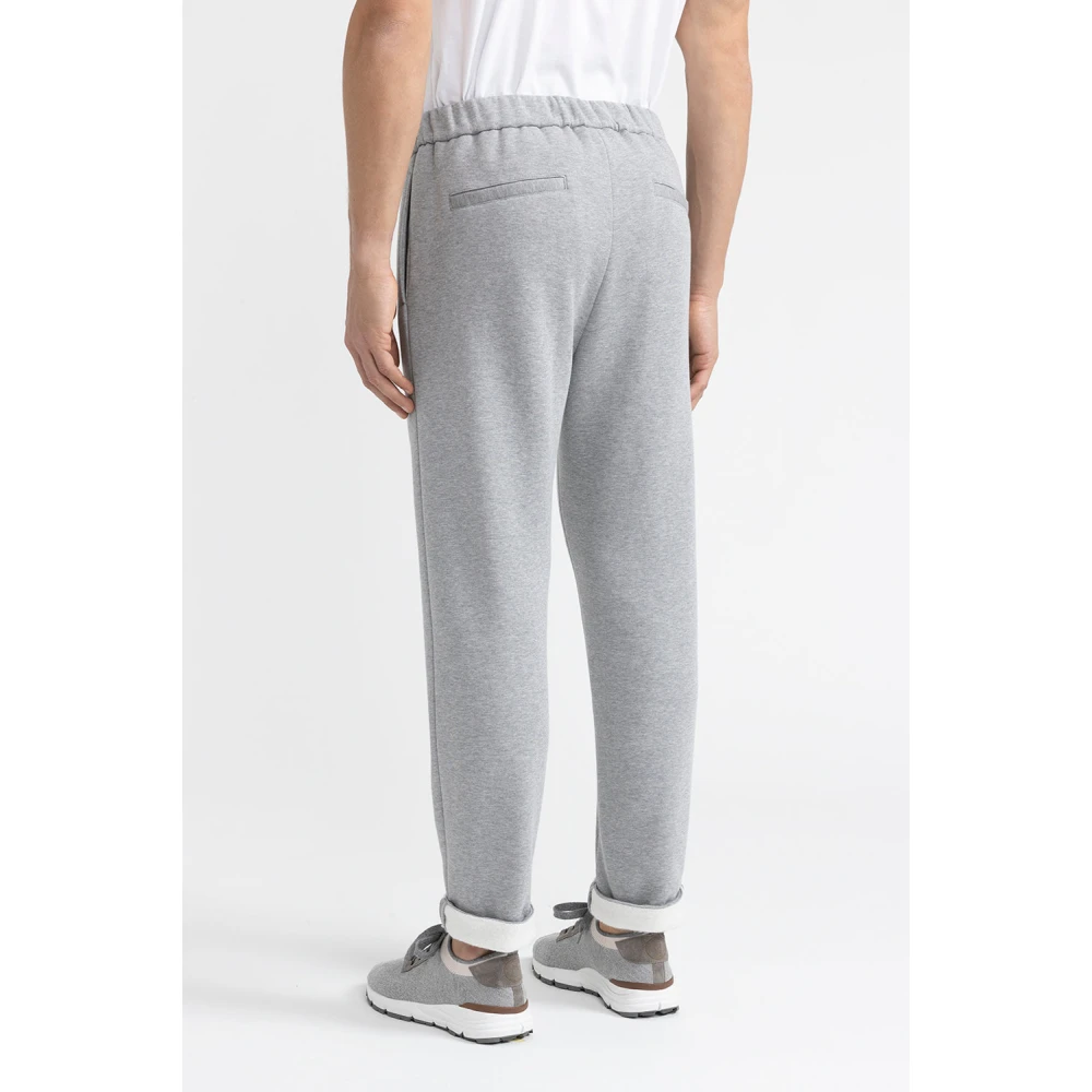 PESERICO Geborstelde melange katoenen fleece joggers Gray Heren