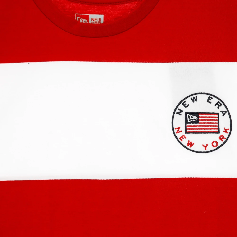 new era Gestreept Heren T-shirt in Wit Scarlet Multicolor Heren