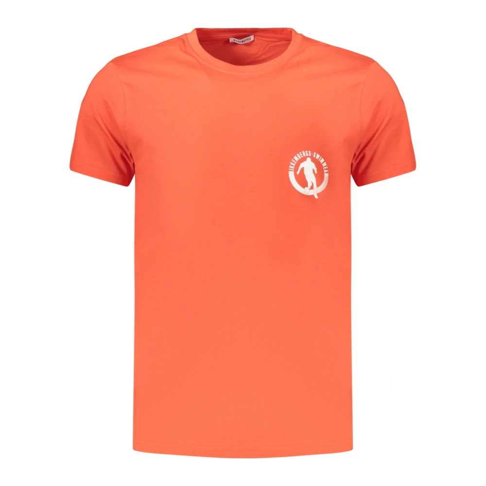 Bikkembergs Mannelijk Oranje Tops Heren, 2XL, Pupino T-Shirt Met Korte Mouwen