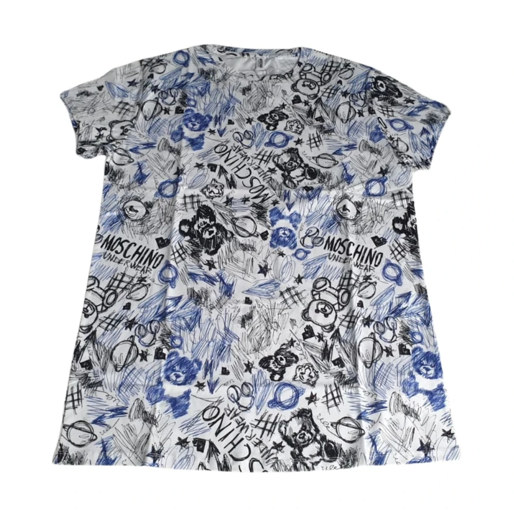 Moschino Underbear Uomo Bianco Fantasia All Over Logo Cotone - Immagine 2