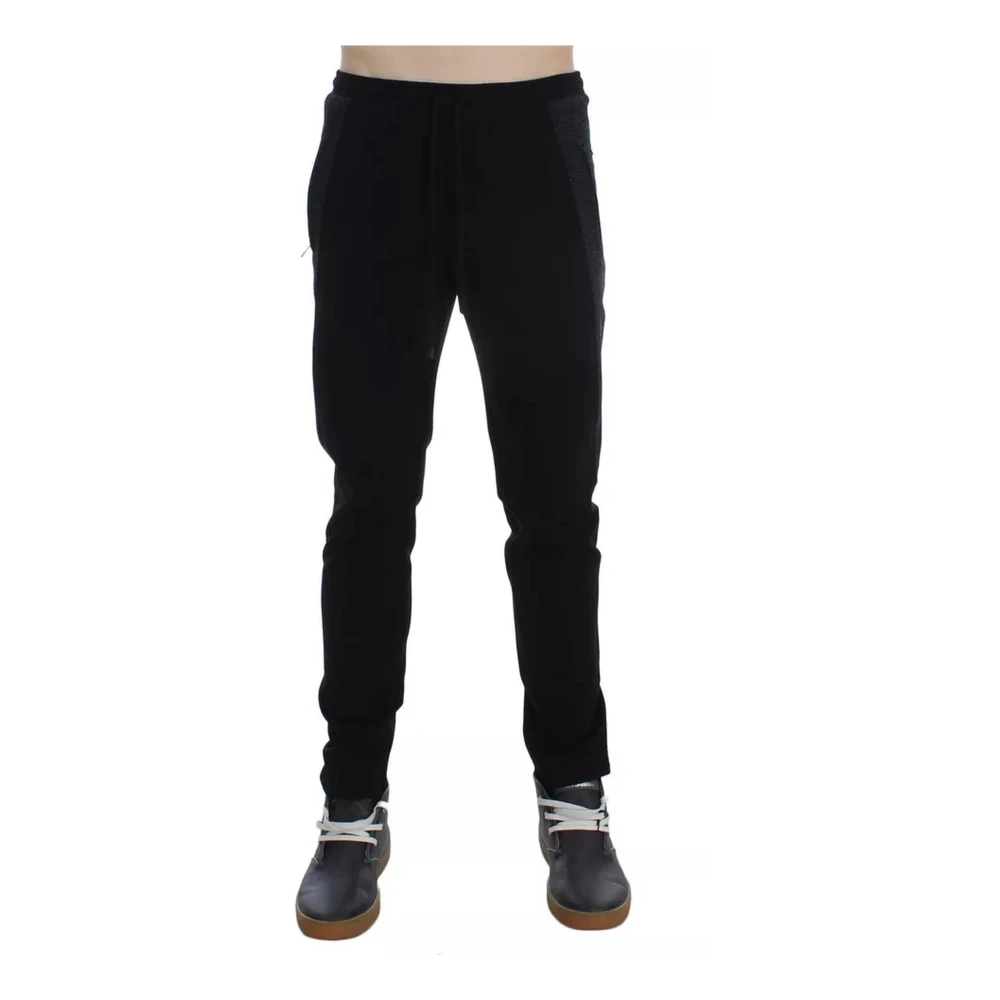 Dolce & Gabbana Stretch Katoenen Casual Broek Zwart Grijs Black Heren