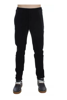 Stretch Bomull Casual Byxor Svart