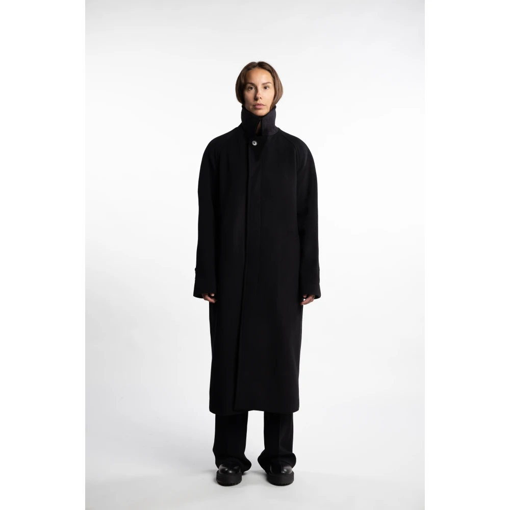 Filippa K Zwarte Wol Carcoat Stijlvolle Buitenkleding Black Dames