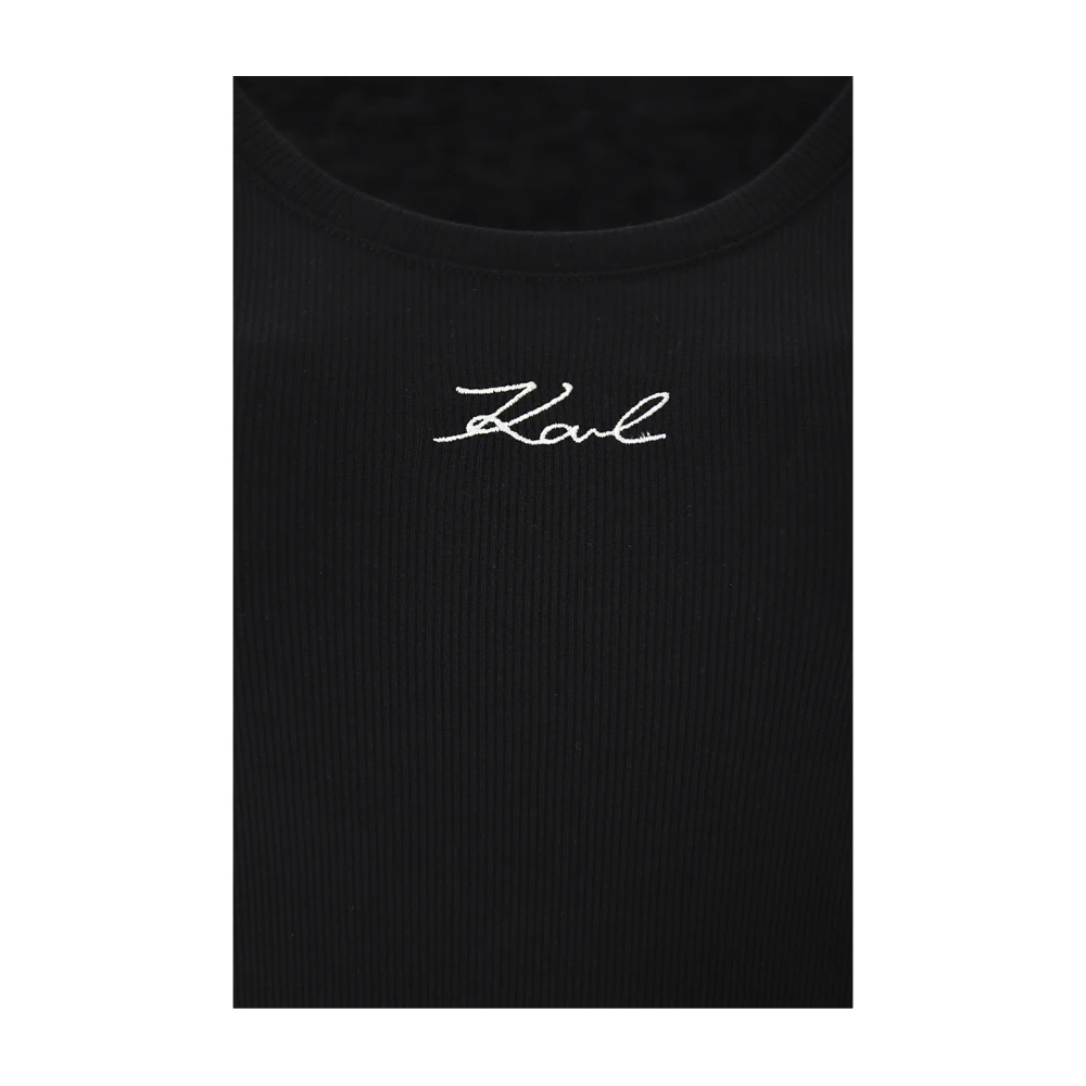 Karl Lagerfeld Geribbelde Tank Top Black Dames