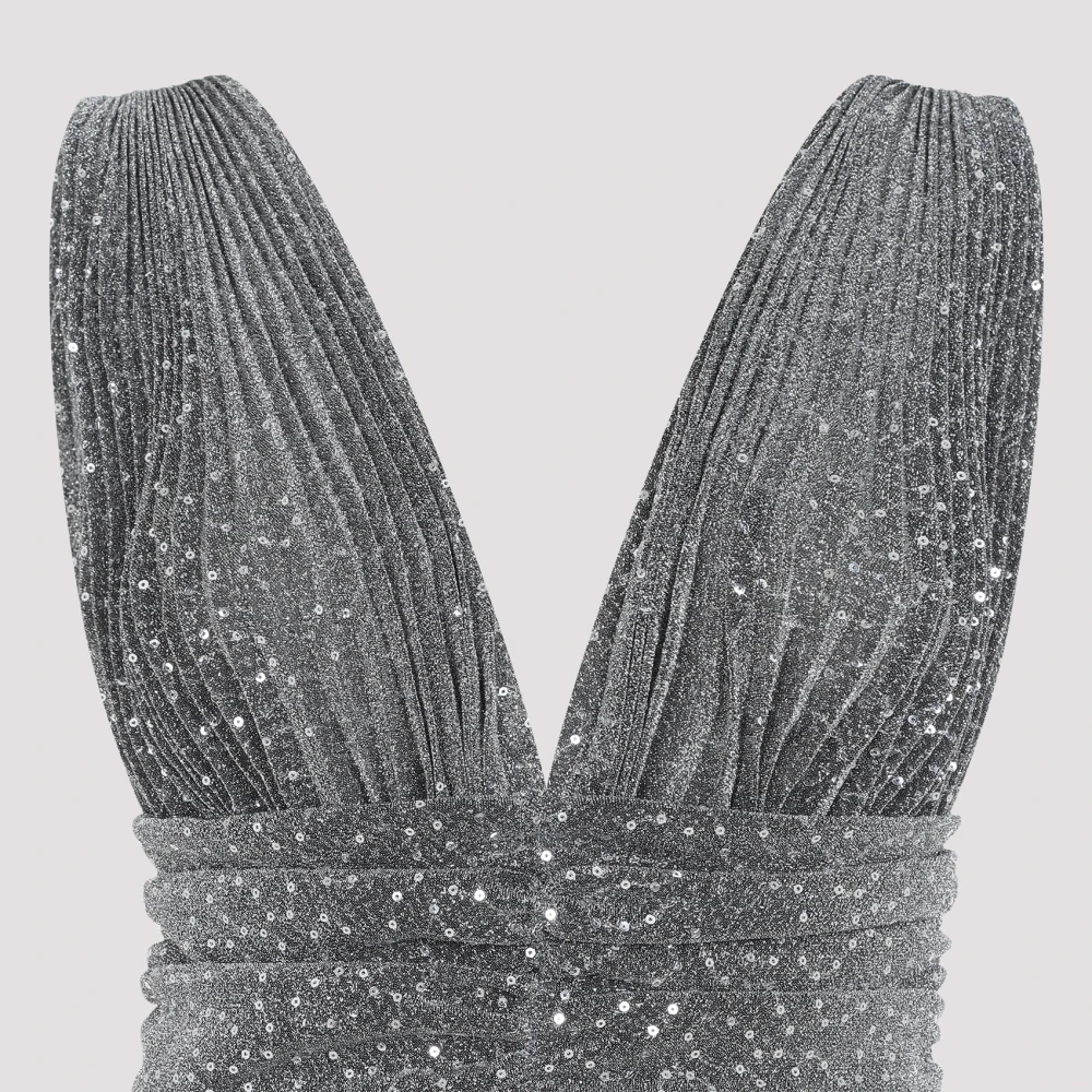 Dolce & Gabbana Zilveren Zon Geplooide Jurk Gray Dames