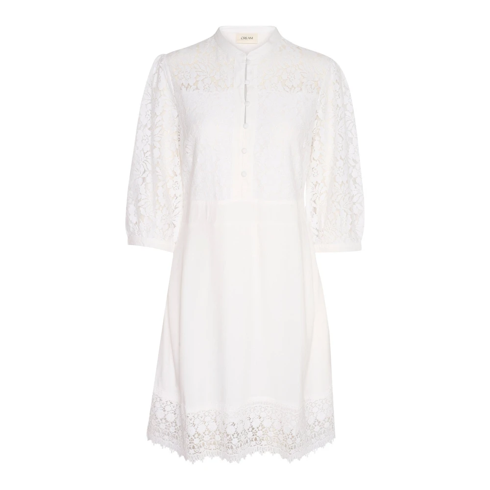 Cream White Short Dresses, Female, 3XL, Snow 3/4 Dress With Lace Details