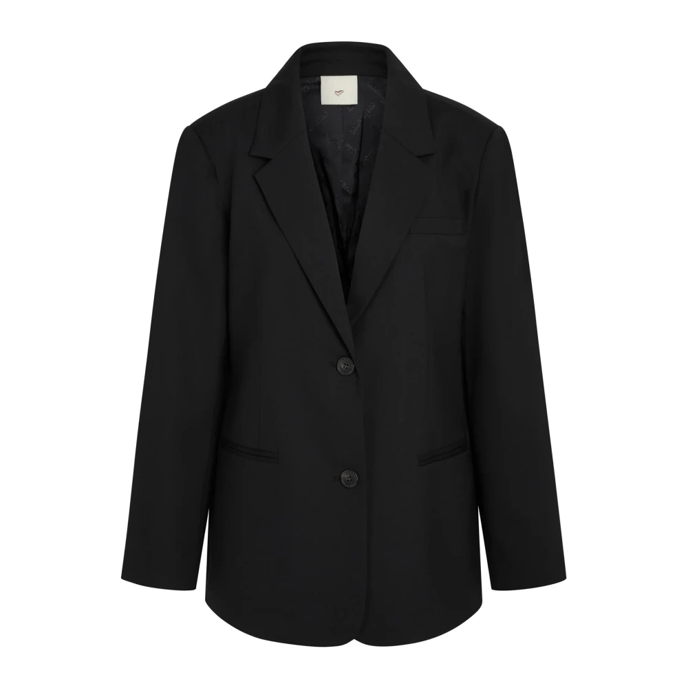 Heartmade Oversized Zwarte Blazer met Elegante Lijnen Black Dames