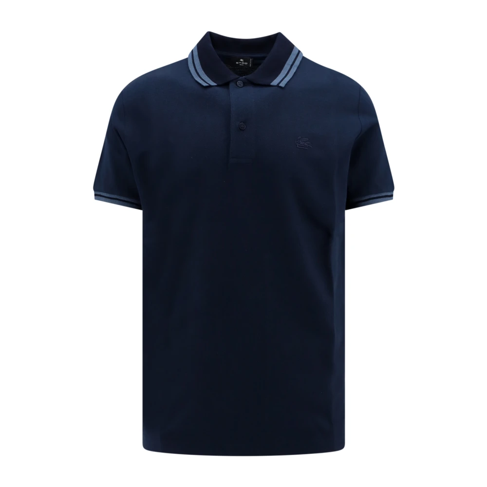 ETRO Polo Shirt met Pegaso Borduursel Blue Heren