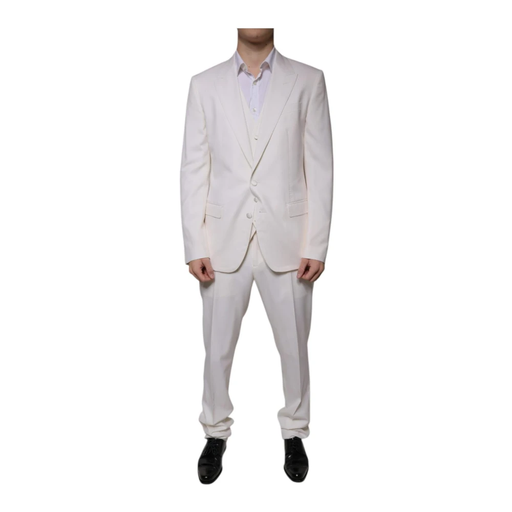 Dolce & Gabbana Men's White Slim Fit 3Piece Suit - Single Breasted Suits - Xl- Suits
