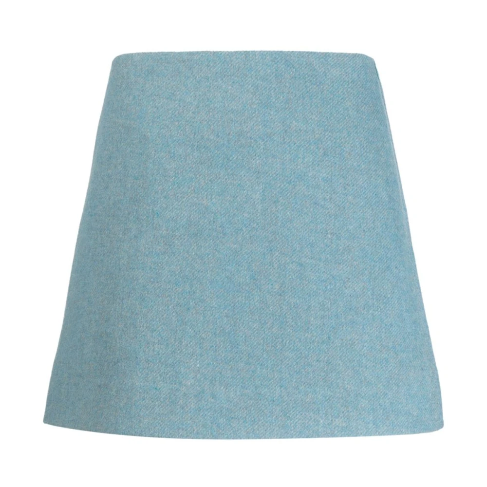 Ganni Blauwe Gerecyclede Wolmix Rok Blue Dames