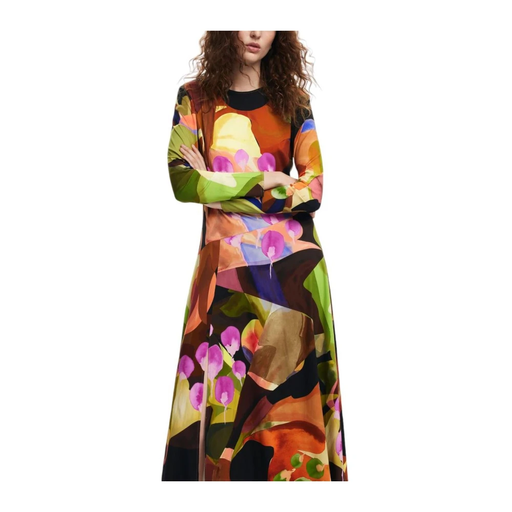 Desigual Elegante Viscose Jurk met Elastaanmix Multicolor Dames