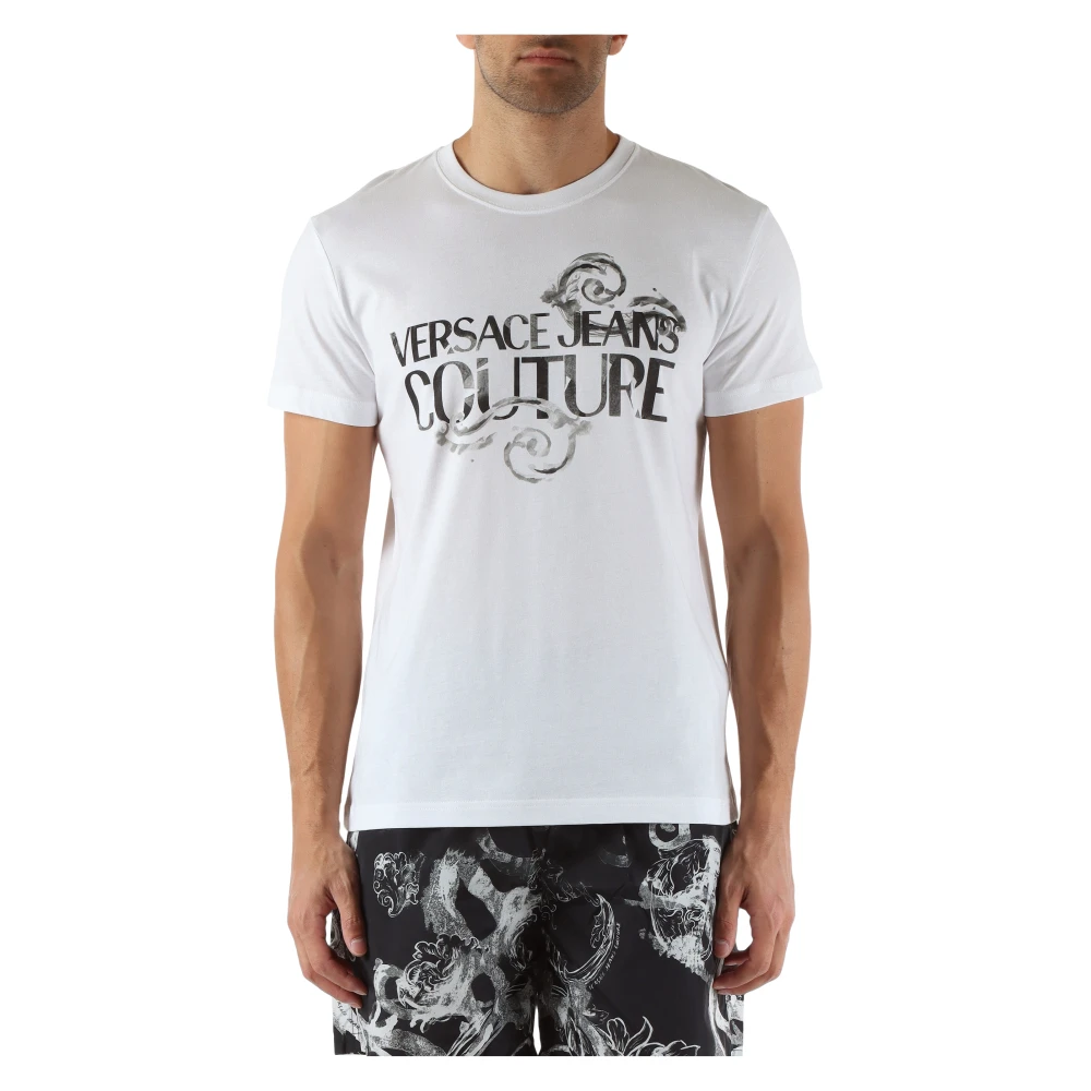 Versace Jeans Couture Slim Fit Katoen Logo T-shirt White Heren