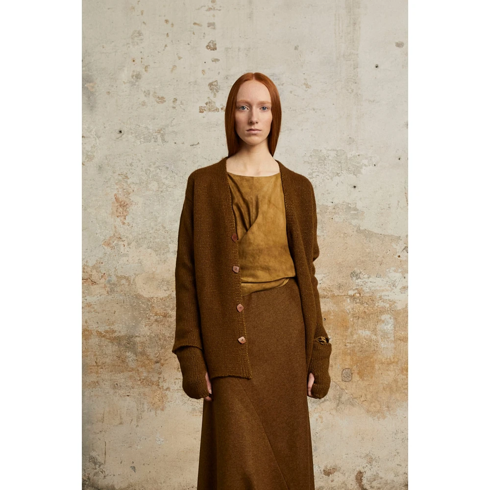Cortana Circ baby alpaca en zijden vest Brown Dames