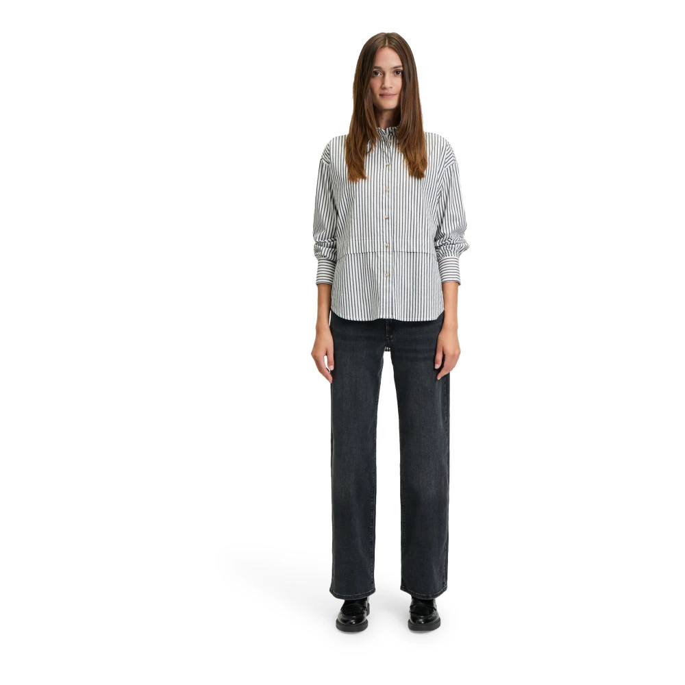 Betty & Co Gestreepte Overhemdblouse White Dames