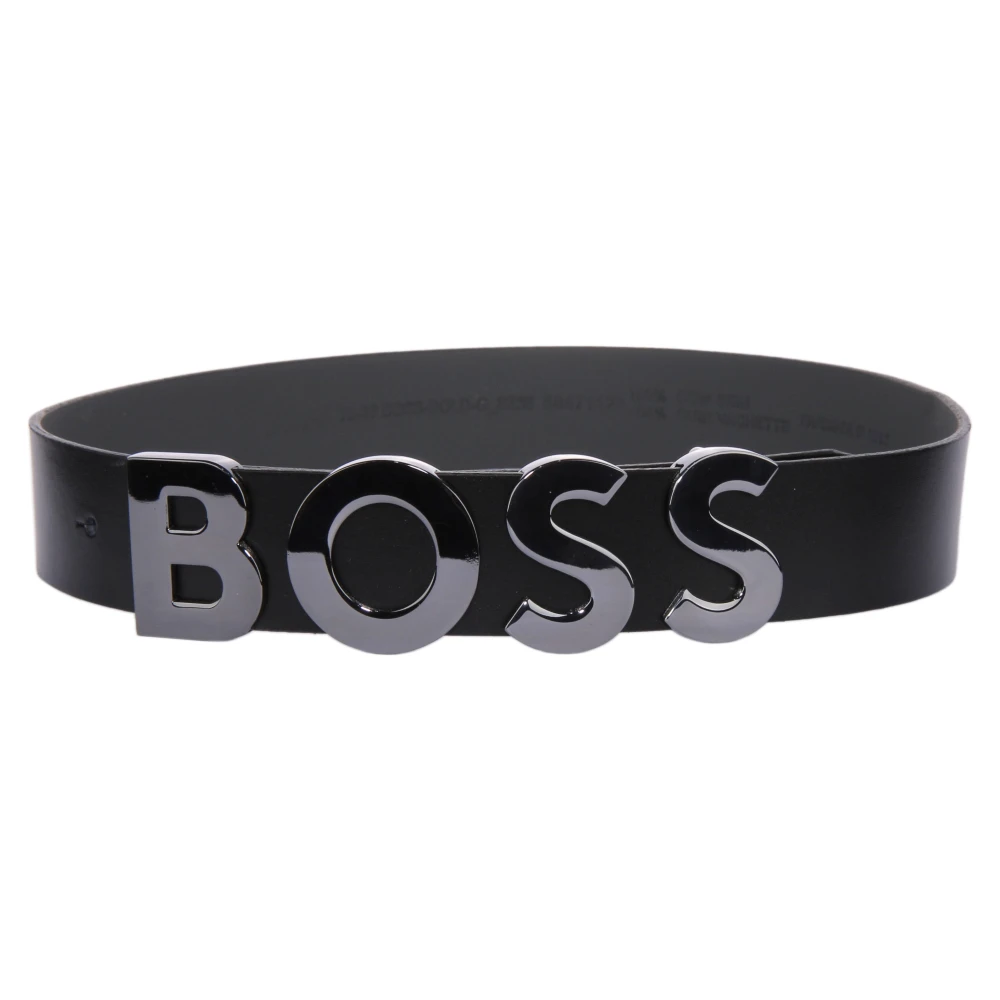 Hugo Men's Black Bold G Leather Belt - Belts - 85 Cm - Accessories