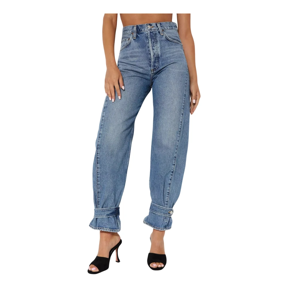 Agolde Klassieke Wide Leg Blauwe Jeans Cleo Blue Dames