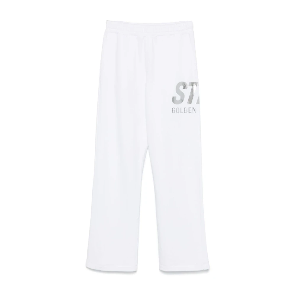 Golden Goose Witte broek met elastische tailleband en zakken White