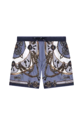 Mid-length Nylon Print Swim Shorts