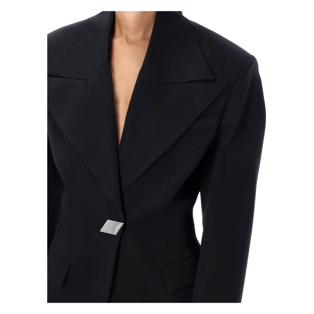 The Attico Zwarte Blazer met Brede Schouders Black Dames