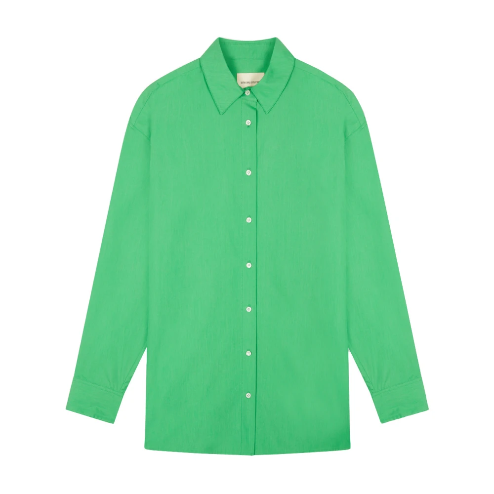 Loulou Studio Kleurrijke Katoen-Poplin Oversized Shirt Green Dames