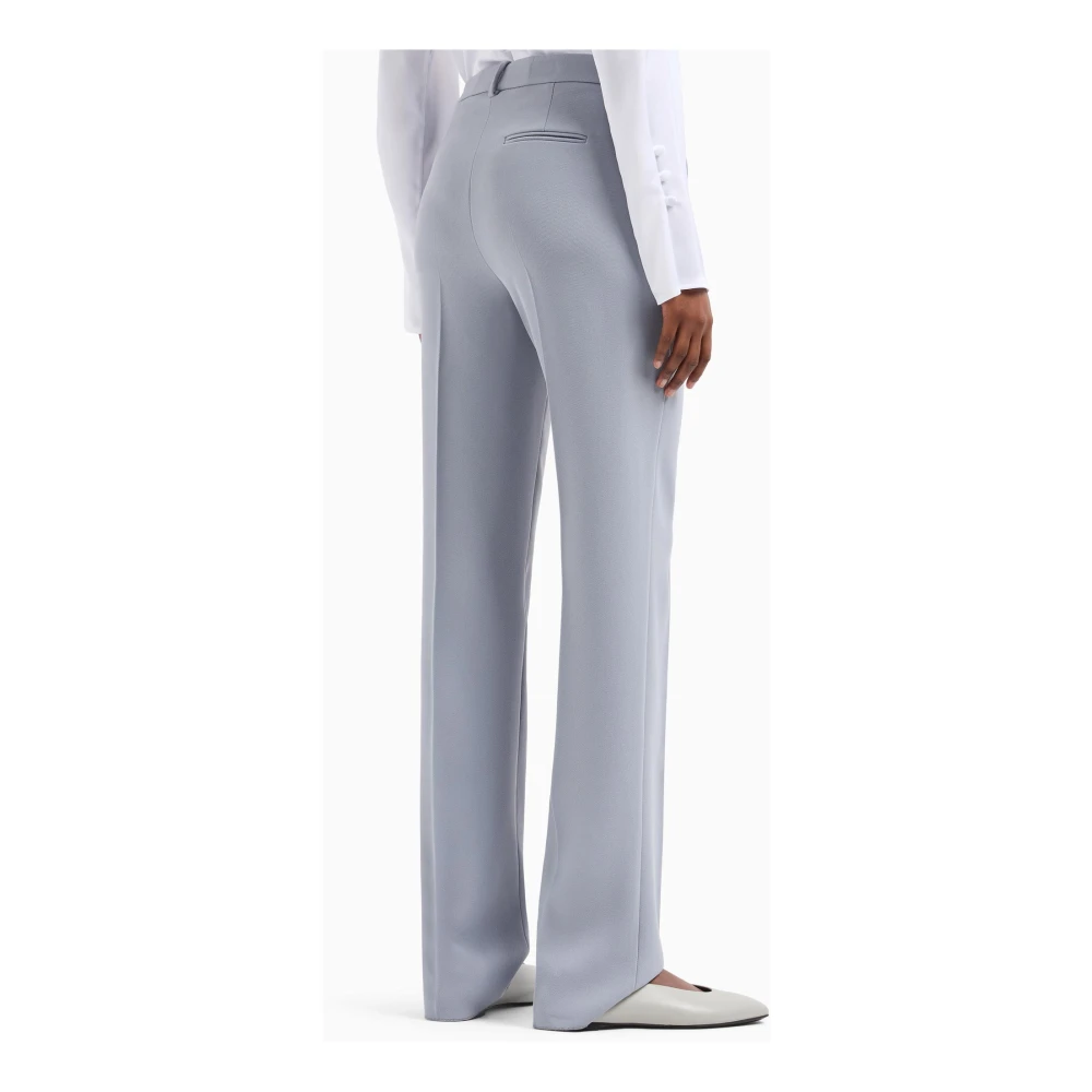 Emporio Armani Gabardine broek met asymmetrische sluiting Gray Dames