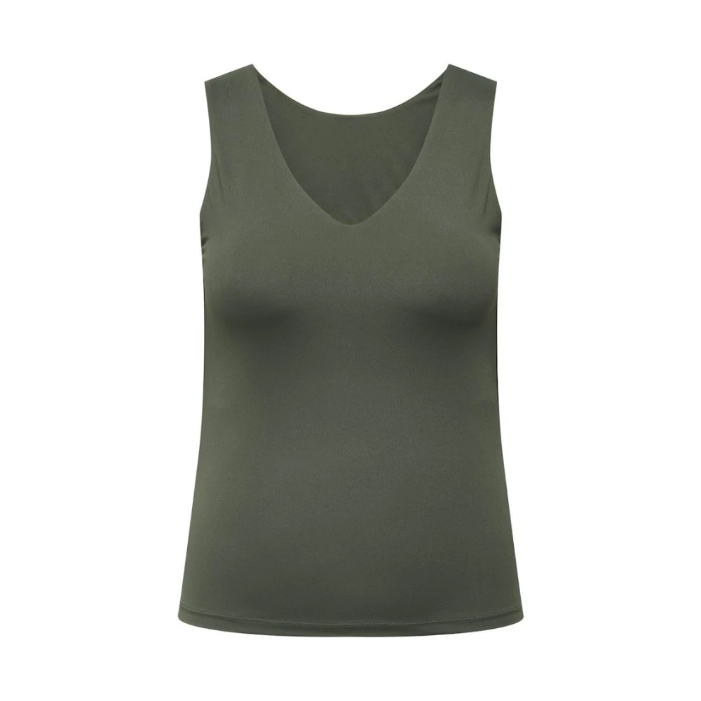 Only Carmakoma 2-Way V-Neck Top in Groen Green Dames