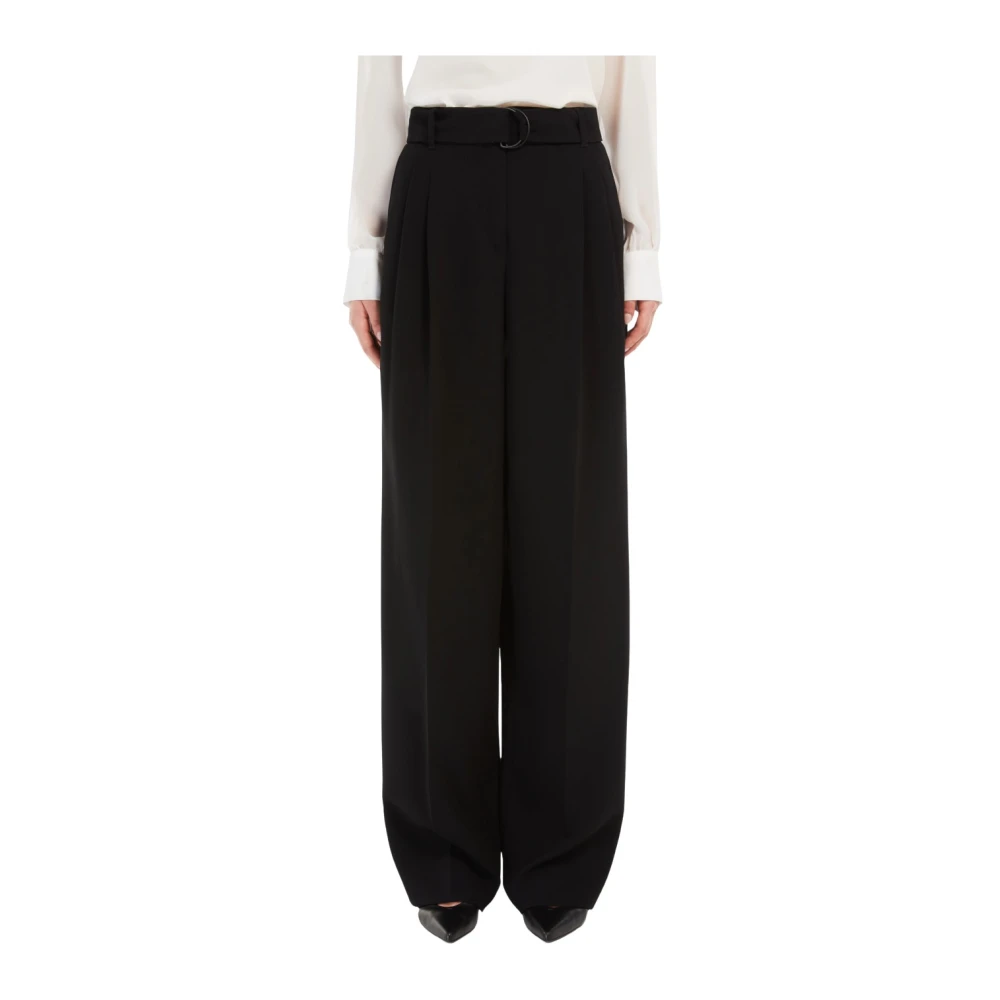 Max Mara Studio Soepele Cady Broek met Dubbele Plooien Black Dames