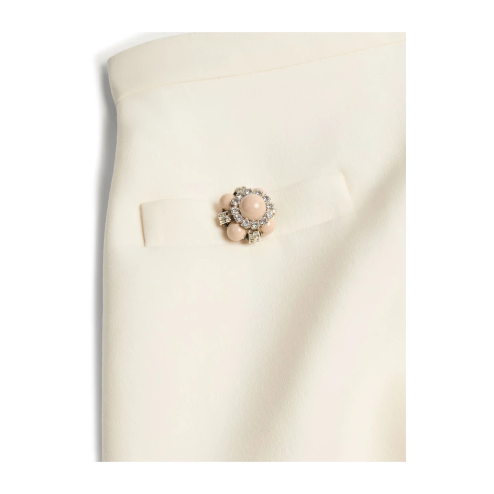 Valentino Ivoor A-lijn Rok met Knoopdetails Beige Dames