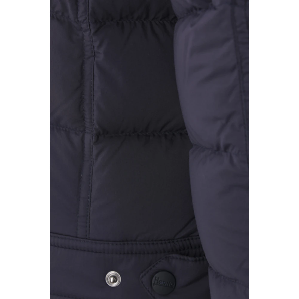 Herno Marineblauwe Nylon Pufferjas Blue Heren