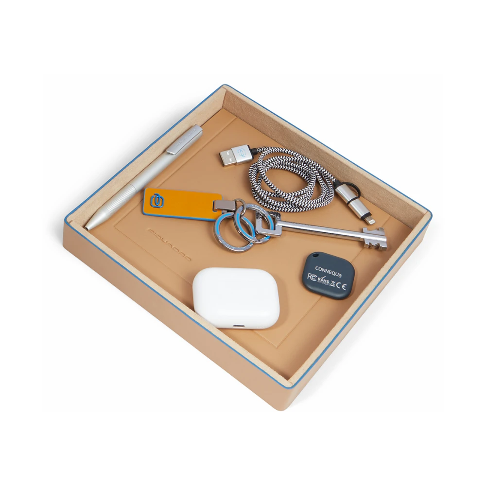Piquadro Mannelijk Beige Home Heren, One Size, Leer, Leren Valet Tray