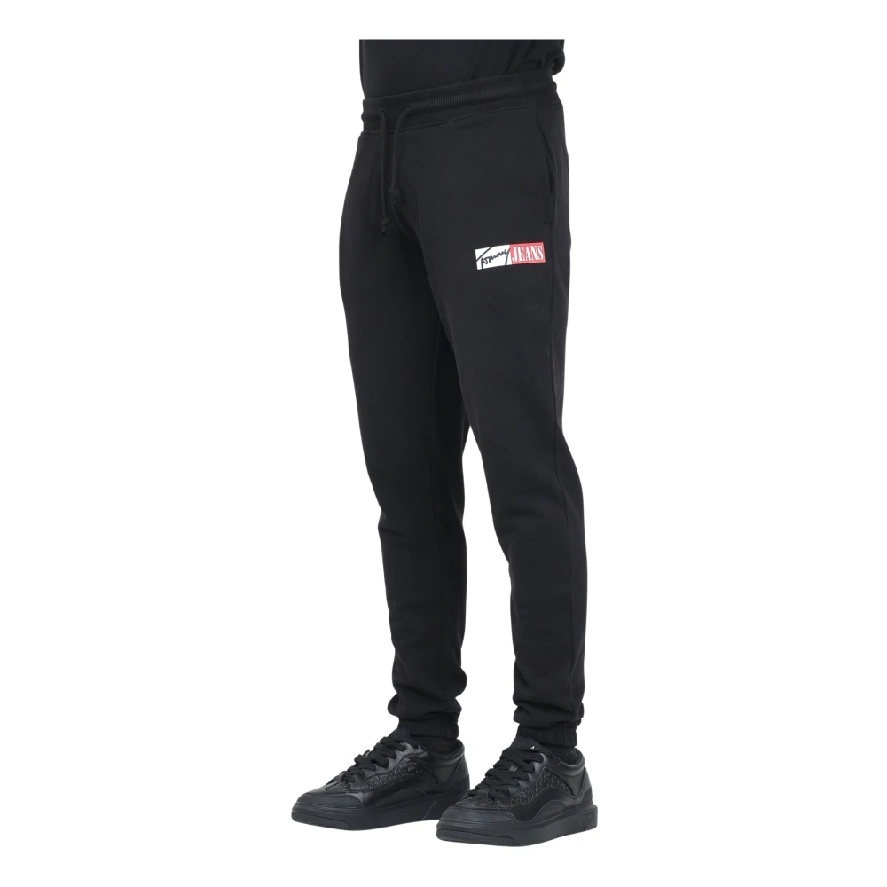 Tommy Jeans Zwarte Signature Sportieve Jogger Broek Black Heren