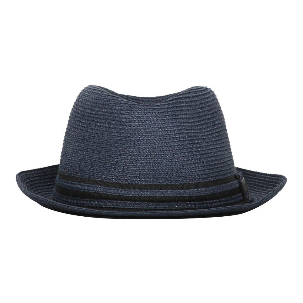 Emporio Armani Contrasterende Inzetstukken Strohoed Logo Patch Blue Heren