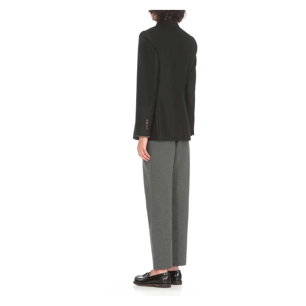 BRUNELLO CUCINELLI Zwarte Wol Kasjmier Jas Peak Revers Black Dames
