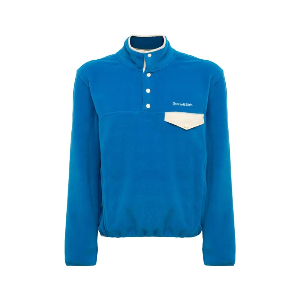 Sporty & Rich Effen Kleur Pile Sweatshirt Blue Dames