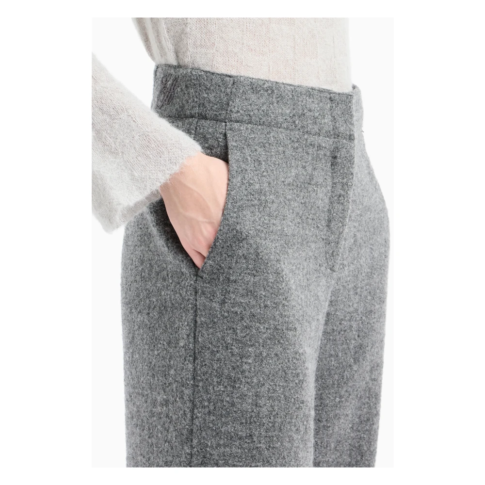 Emporio Armani Grijze wollen broek met vernauwde zoom Gray Dames