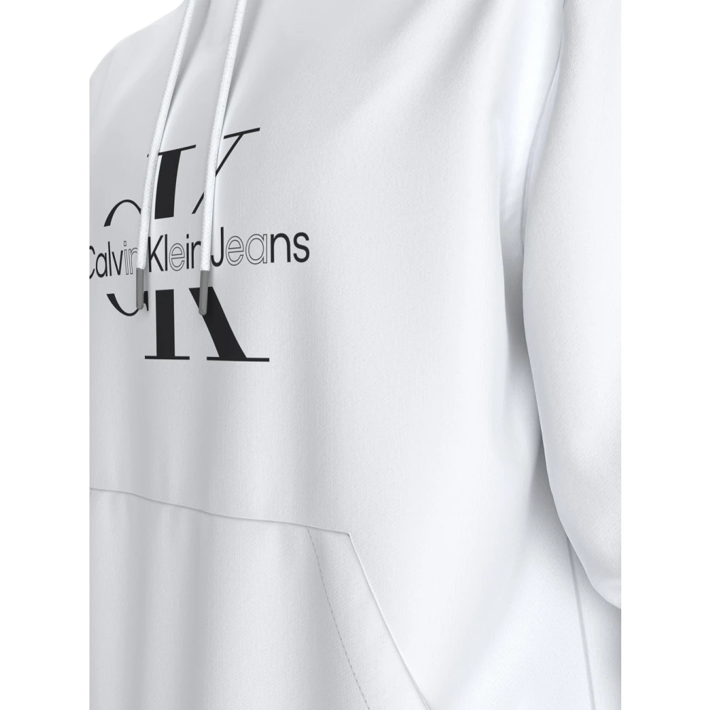 Calvin Klein Witte Gebreide Hoodie White Heren