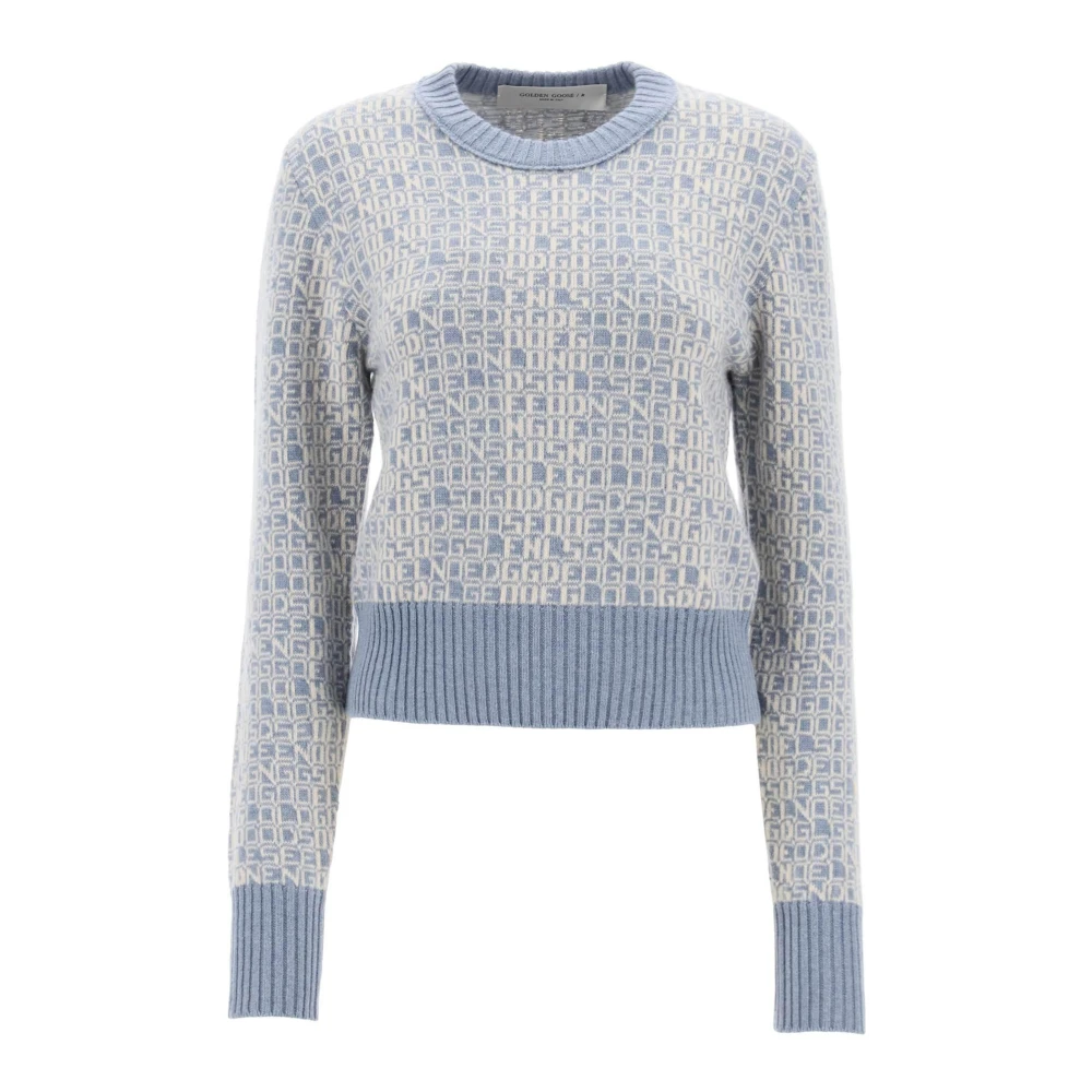 Jacquard Logo Sweater med Ribkanter