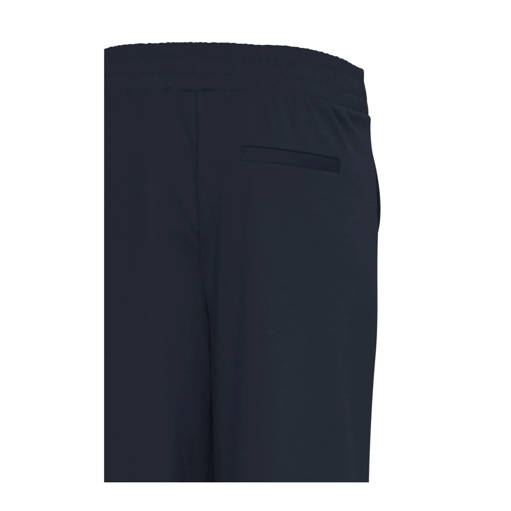 Ichi Blauwe Slip-On Wijde Broek Blue Dames