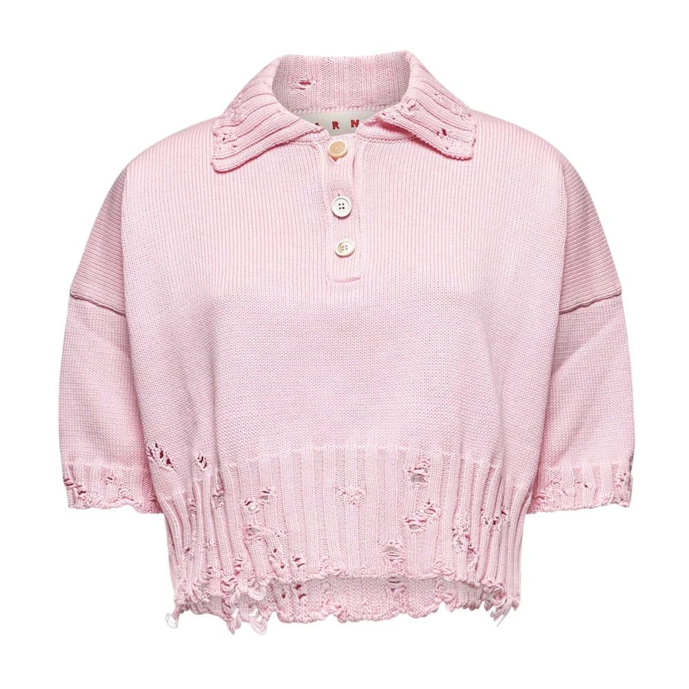 Marni Roze Katoenen Poloshirt met Symbool Pink Dames