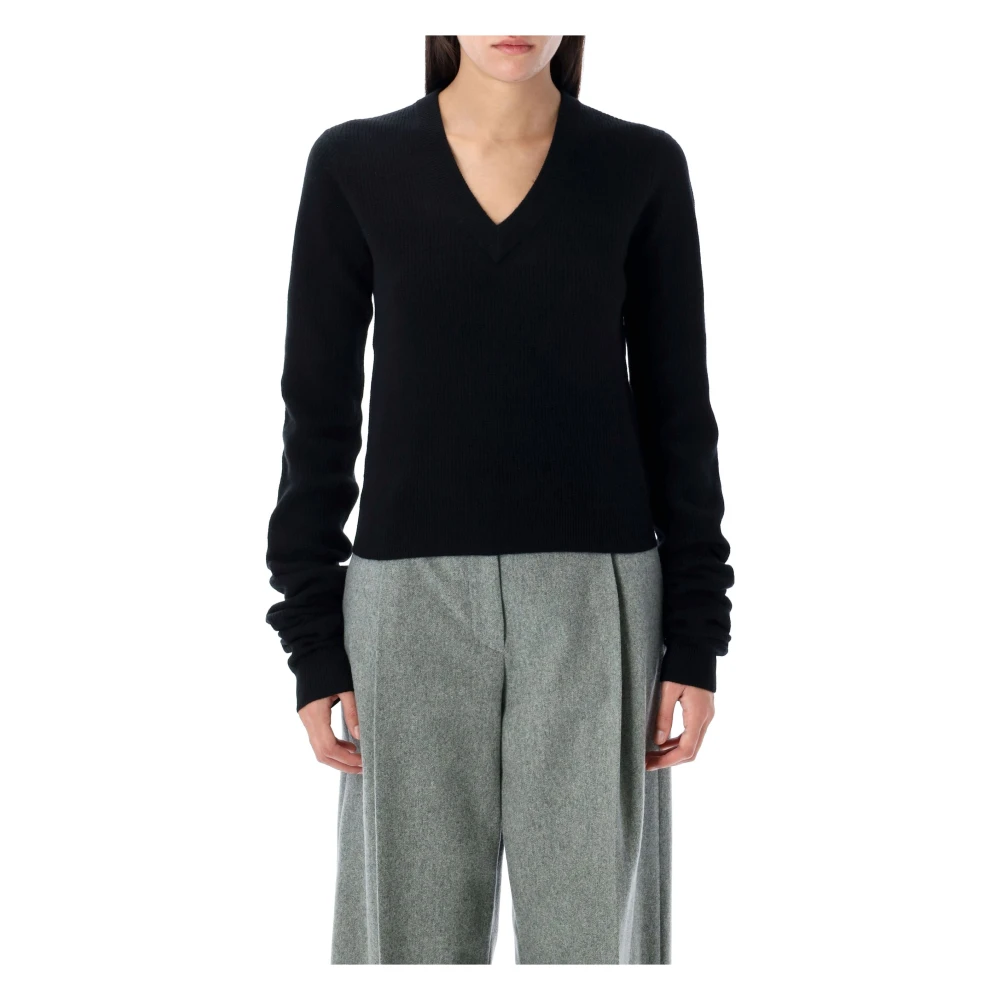 The Garment Svart Stickad V-ringad Tröja Aw24 Black, Dam