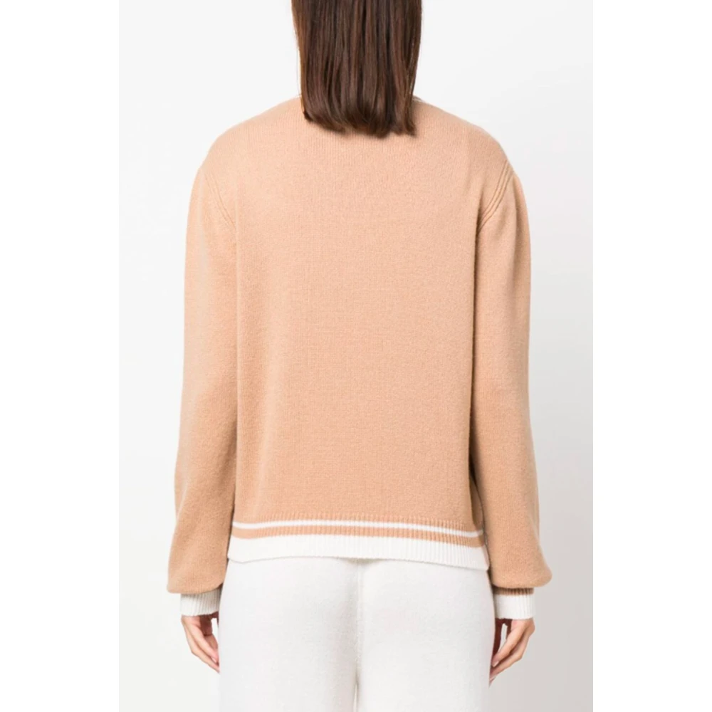 Msgm Beige Trui met Contrasterende Randen Beige Dames