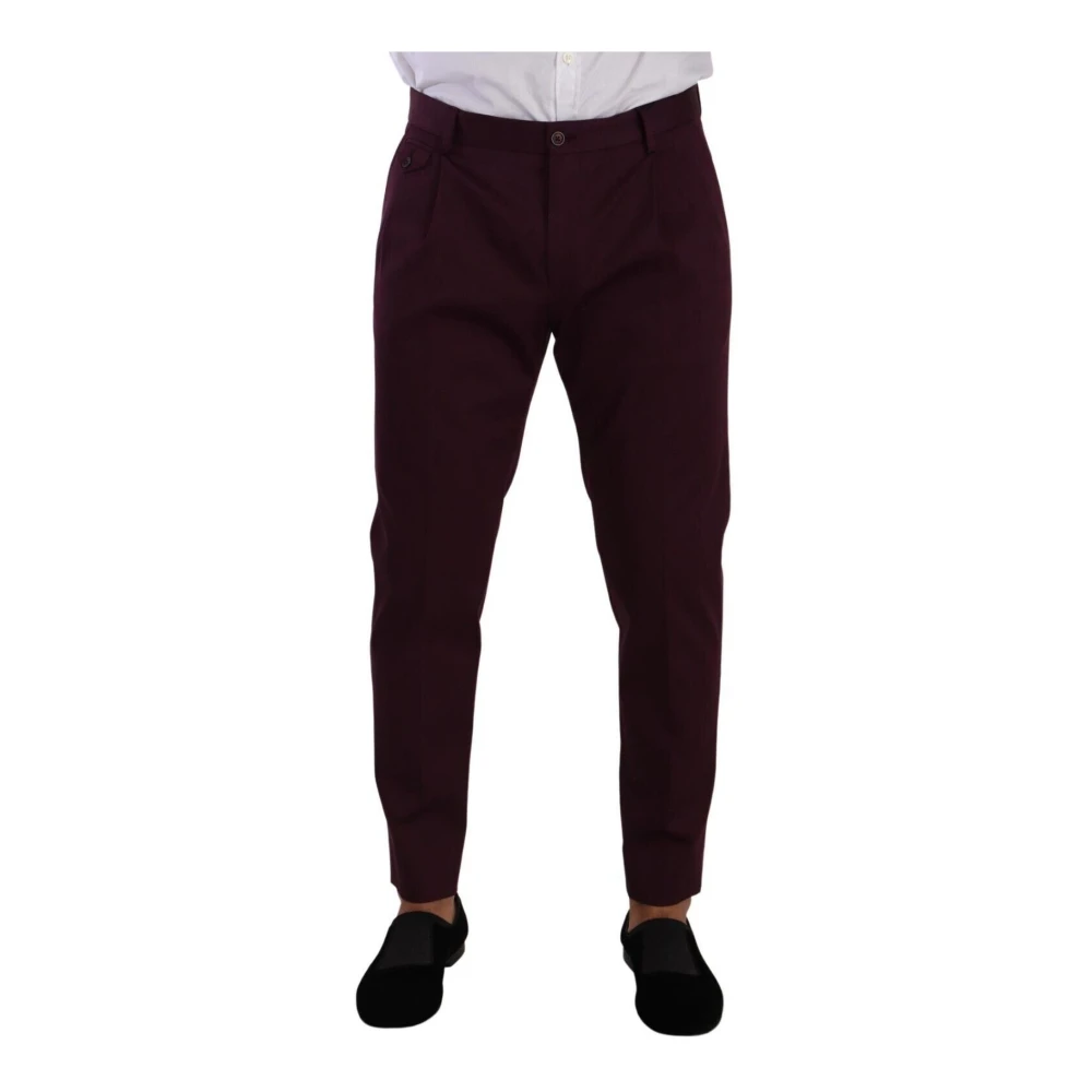 Dolce & Gabbana Men's Purple Cotton Tapered Chinos Dress Pants