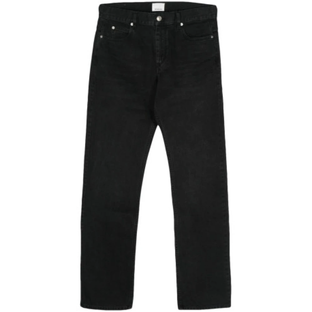 Isabel Marant Denim straight jeans med slitna finish Black, Herr