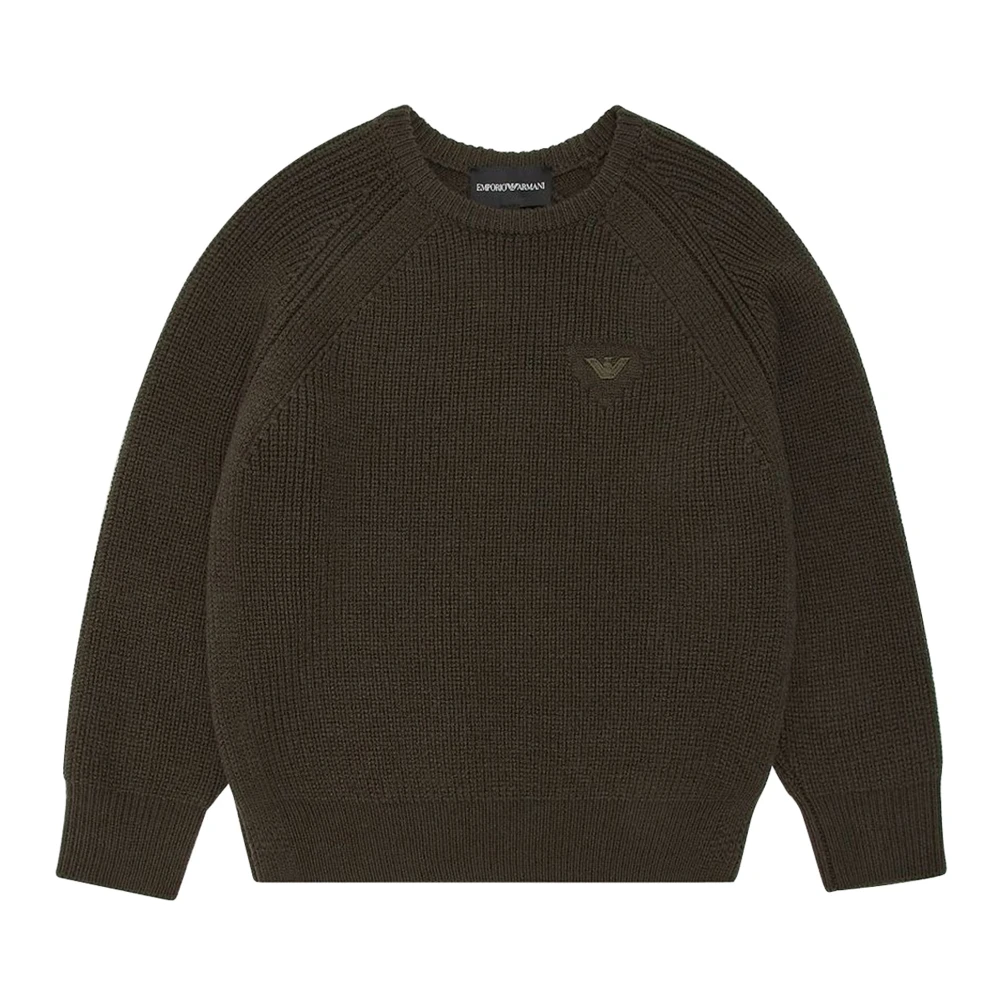 Emporio Armani Boys Green Kids Knitwear, 14 Y, Maglia In Misto Lana