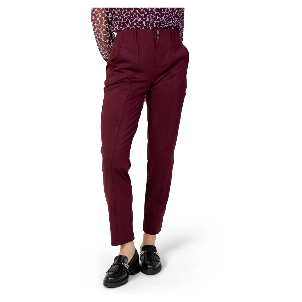 Street One Bordeaux Plain Broek Voorzakken Red Dames