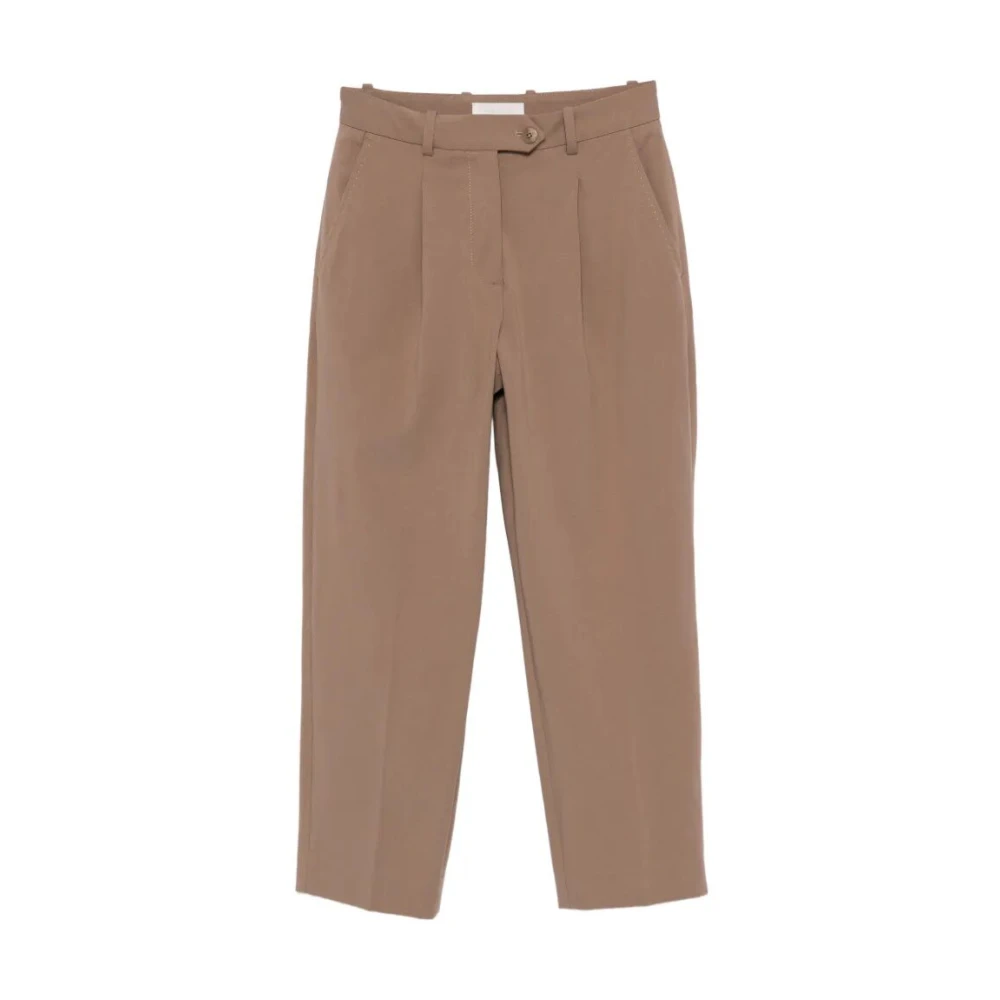 Circolo 1901 Women's Brown Formal Trousers In Light Jersey - Straight Trousers - Xs - Trousers