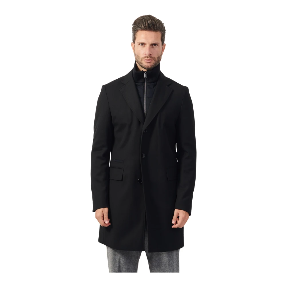 Hugo Boss Slanke wollen jas Black Heren