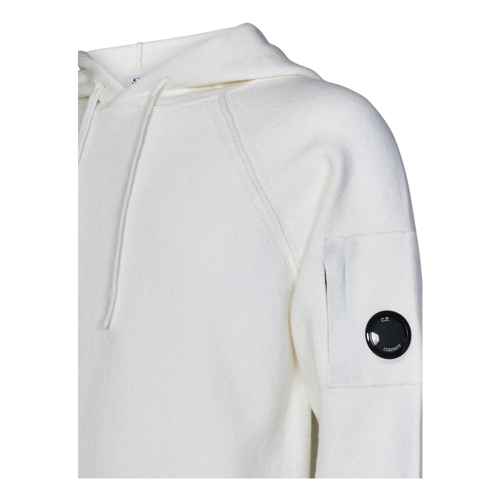 C.P. Company Witte Wollen Hoodie Aw24 White Heren